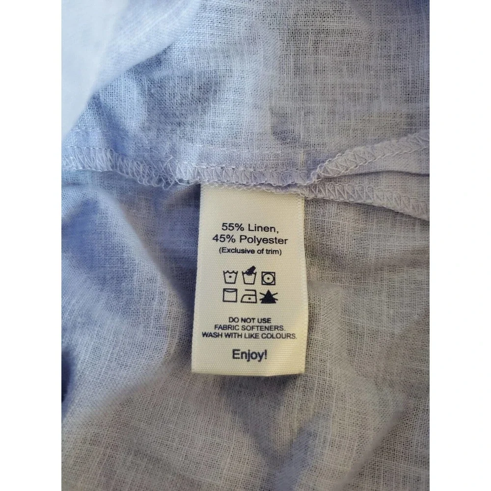 Tilley Women's Blue Linen Blend Short Sleeve Tunic Top Size M Outdoor Hiking EUC